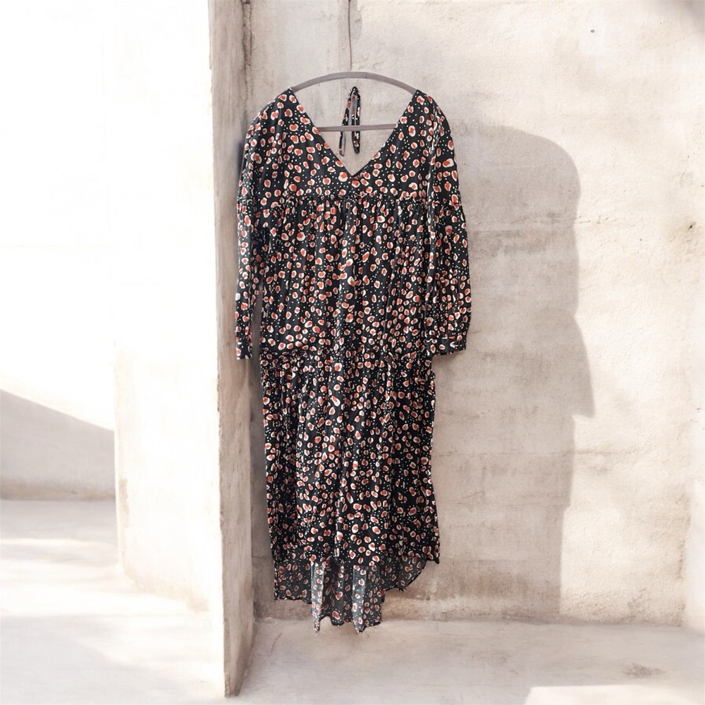 Who What Wear Cottagecore Black Floral Long Sleeve Dress M